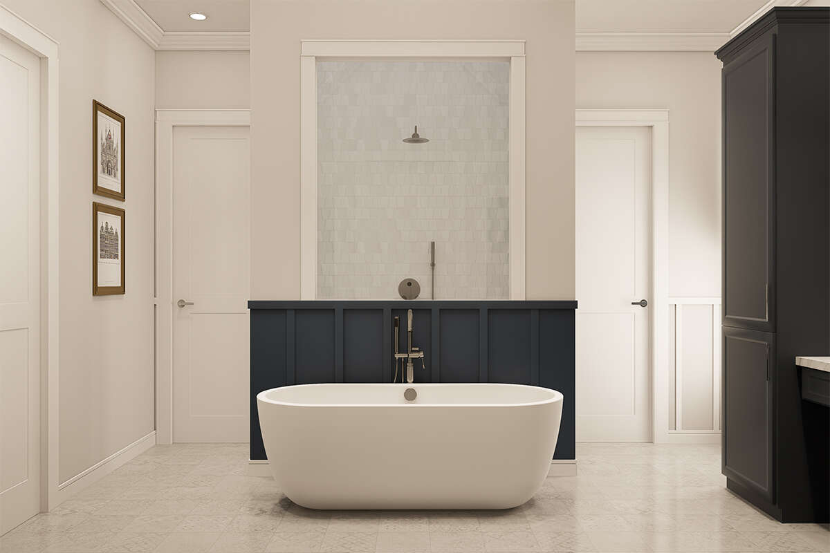 Rendering of En Suite Bathroom with Soaking Tub in The Modern Farmhouse House Plan by America's Best House Plans and Triple Crown in Raleigh