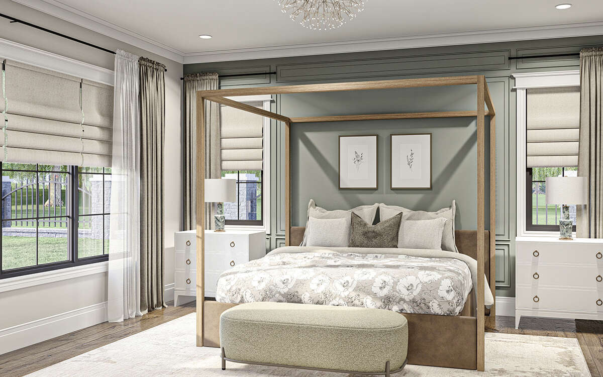 Large Primary Bedroom in The Modern Transitional Floorplan by America's Best House Plans and Triple Crown in Raleigh