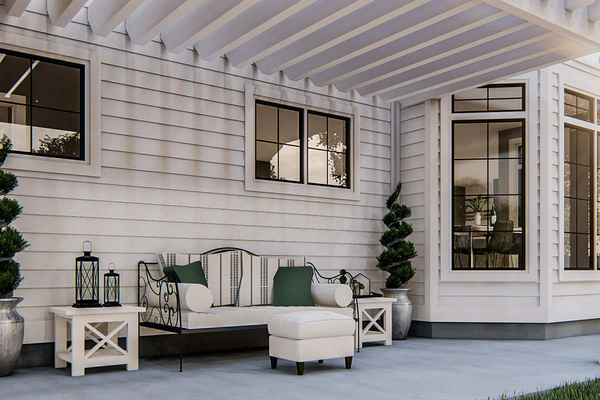 Exterior Rendering of Covered Outdoor Living Area in The Southern Plan by America's Best House Plans and Triple Crown in Raleigh