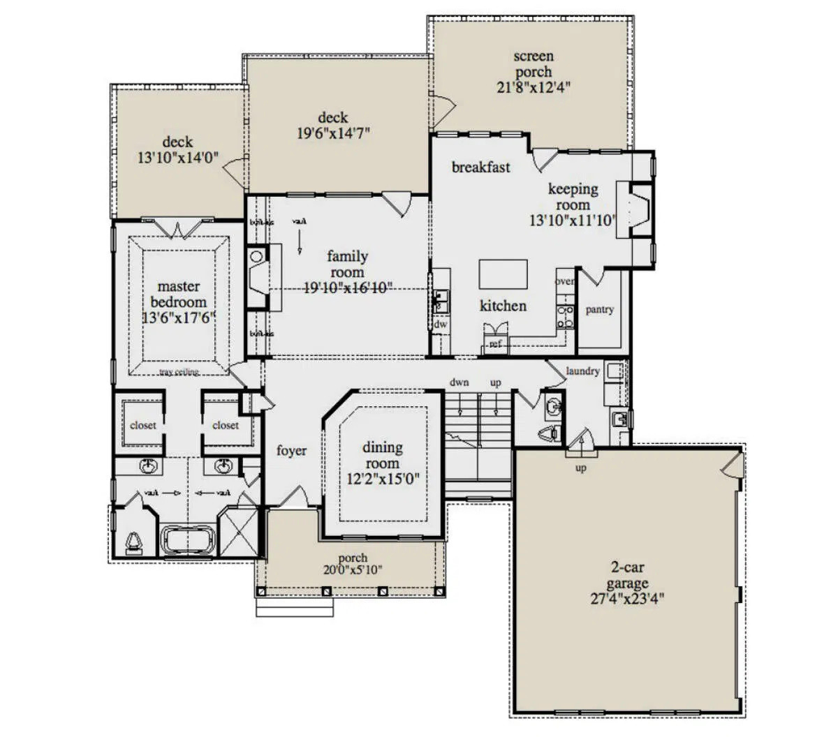 Custom home floor plan featuring an open-concept layout with a screened porch, designed by Triple Crown Contractors Custom home floor plan featuring an open-concept layout with a screened porch, designed by Triple Crown Contractors