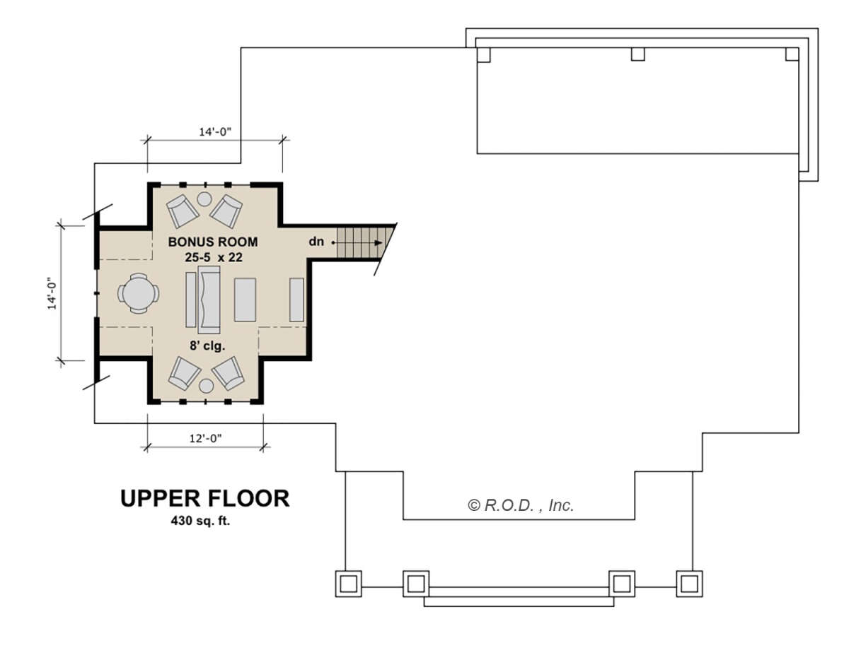 Floorplan of The Craftsman Home by America's Best House Plans Second Floor Bonus Room Floorplan of The Craftsman Home by America's Best House Plans Second Floor Bonus Room