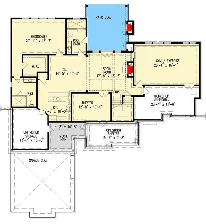 Floorplan of Optional Finished Basement of The Craftsman Lake House with Walkout Basement by Architectural Designs and Triple Crown in Raleigh Floorplan of Optional Finished Basement of The Craftsman Lake House with Walkout Basement by Architectural Designs and Triple Crown in Raleigh
