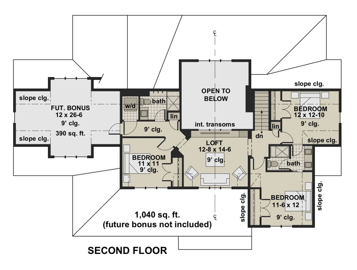 Second Storey Floorplan of The Modern Farmhouse 2 Floorplan by Americas Best House Plans and Triple Crown Second Storey Floorplan of The Modern Farmhouse 2 Floorplan by Americas Best House Plans and Triple Crown