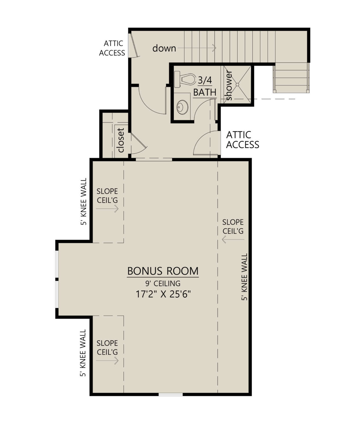 Floorplan of Bonus Room in Modern Farmhouse Plan by America's Best House Plans and Triple Crown in Raleigh Floorplan of Bonus Room in Modern Farmhouse Plan by America's Best House Plans and Triple Crown in Raleigh