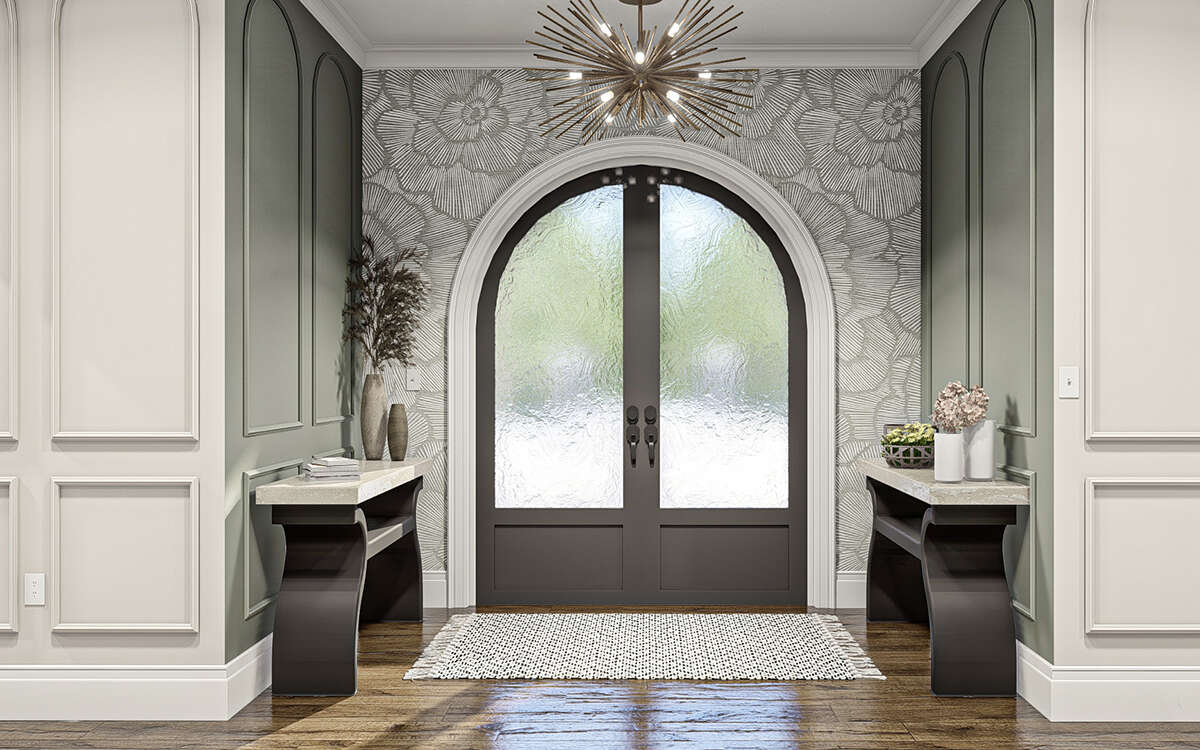 Interior Rendeing of the Front Door to The Modern Transitional Floorplan by America's Best House Plans and Triple Crown in Raleigh