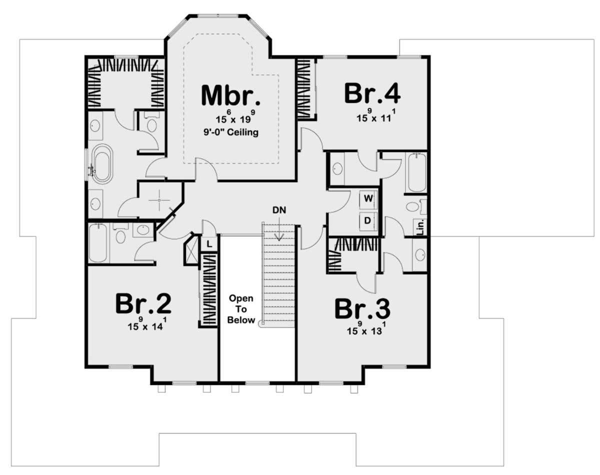Floorplan of Second Storey on The Southern Plan by America's Best House Plans and Triple Crown in Raleigh Floorplan of Second Storey on The Southern Plan by America's Best House Plans and Triple Crown in Raleigh
